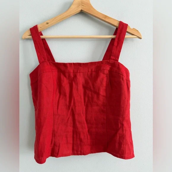 NWT Quince Women 100% European Linen Fitted Tank Chile S - Picture 1 of 4